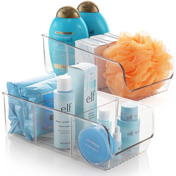 StorageBud Stackable Plastic with Handles Bathroom Storage Container